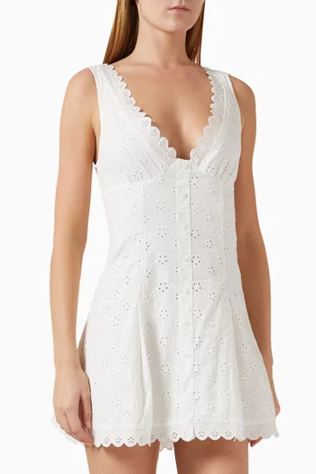 Farm Eyelet Mini Dress in Cotton