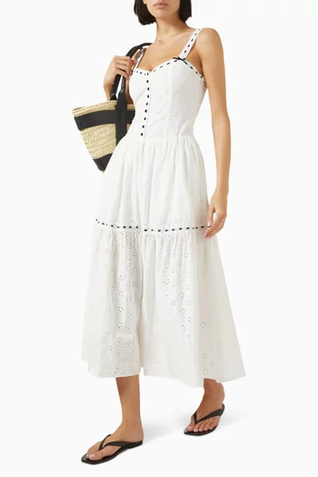 x Bella Hadid Bishop Eyelet Maxi Dress in Cotton