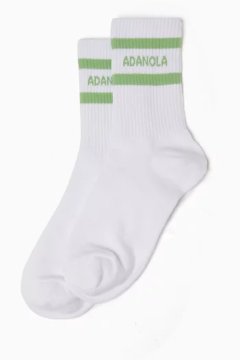 Logo Stripe Socks in Organic Cotton Blend