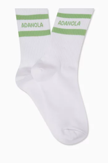 Logo Stripe Socks in Organic Cotton Blend