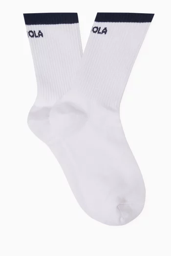 Logo Stripe Socks in Organic Cotton Blend