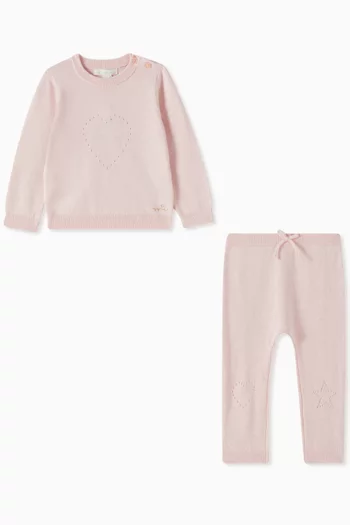 Two-Piece Heart Crawler Set in Cotton & Cashmere