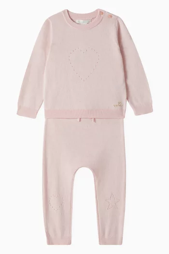 Two-Piece Heart Crawler Set in Cotton & Cashmere