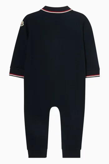 Long-sleeve Polo Romper in Cotton-blend