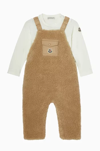Shearling Dungarees & T-shirt Set
