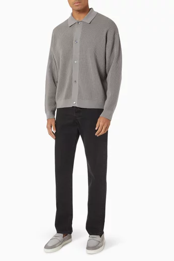 Open Knit Cardigan in Wool-blend
