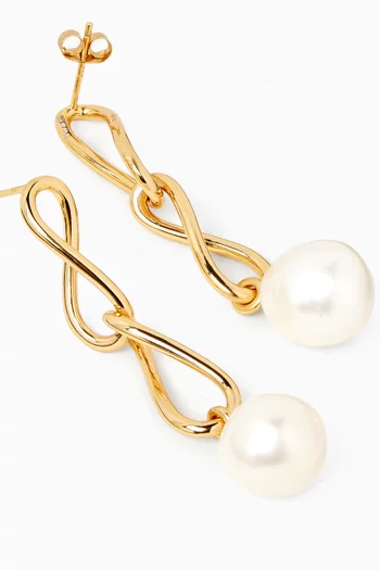 Infinite Pearl Drop Earrings in 18kt Gold-plated Silver