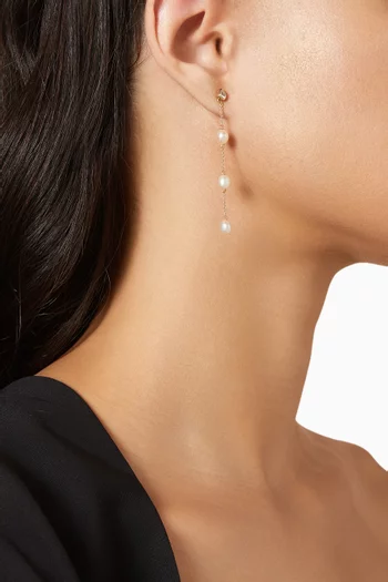 Pearl Chain Drop Earrings in 18kt Gold-plated Silver