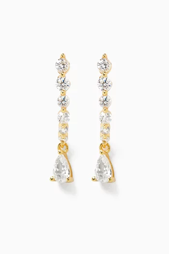 أقراط متدلية مرصعة بكريستال ماركيز ومطلية ذهب عيار 14