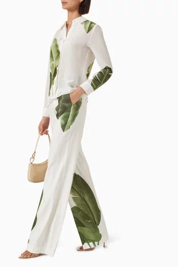 Dylan Wide-leg Pants in Linen-blend