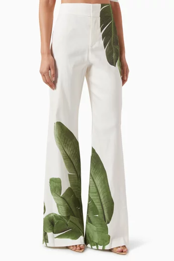 Dylan Wide-leg Pants in Linen-blend