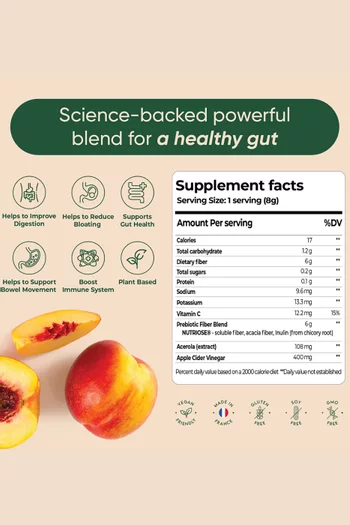 GUT HEALTH Peach Prebiotic Drink Mix x 15 Sachets