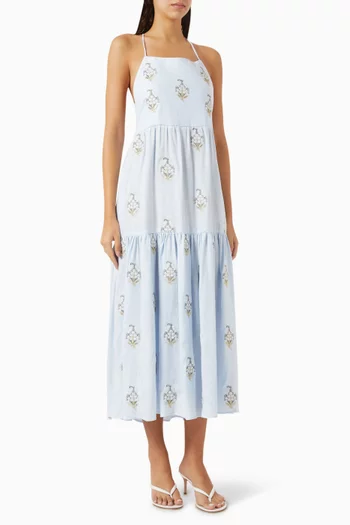 Sarv Embroidered Dress in Linen
