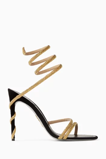 Margot 105 Crystal-embellished Sandals in Suede