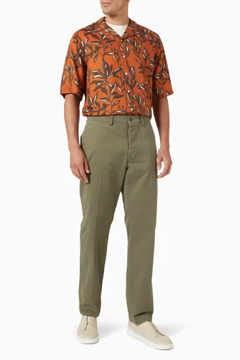 Flat Front Pants in Italian Organic Cotton Twill