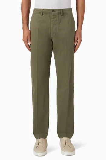Flat Front Pants in Italian Organic Cotton Twill