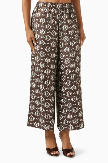 Tortona Wide-leg Pants in Silk-twill