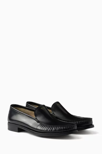 Logo Loafers in Brushed Leather