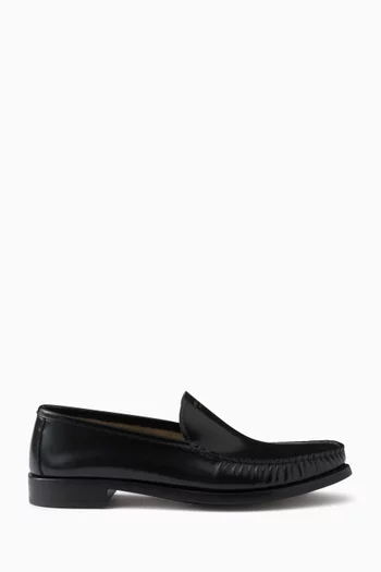 Logo Loafers in Brushed Leather