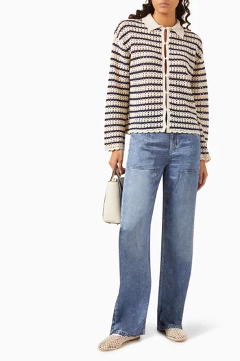Khloe Stripe Cardigan in Cotton Blend