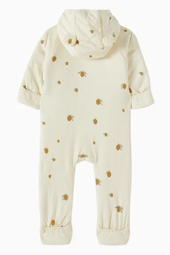 Lemon-print Hooded Onesie in Organic Cotton