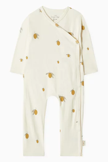 Lemon-print Romper in Organic Cotton