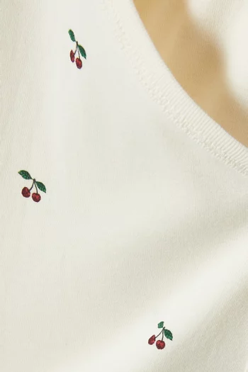 Cherry-print Romper in Organic Cotton
