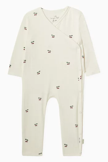 Cherry-print Romper in Organic Cotton