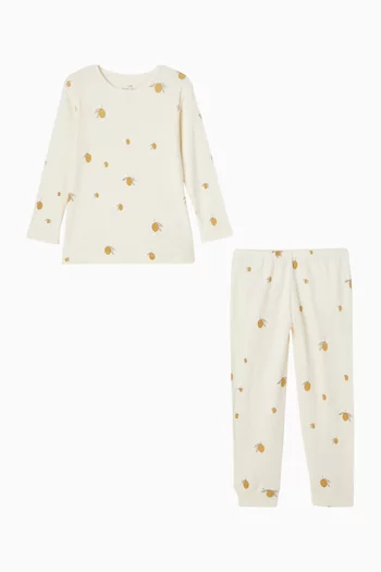 طقم بيجاما مزين بنقشة قطن