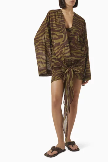 Zebra-print Mini Dress in Cotton