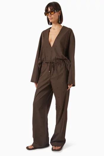 Embroidered-logo Pants in Cotton Poplin