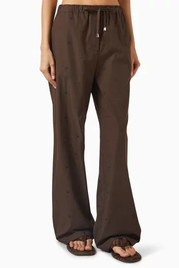 Embroidered-logo Pants in Cotton Poplin