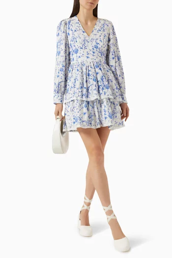 Yaselin Floral-print Mini Dress in Cotton