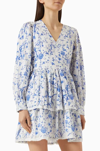 Yaselin Floral-print Mini Dress in Cotton