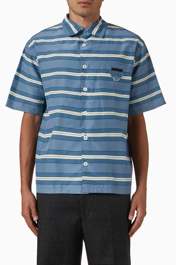 Striped Bowling Shirt in Cotton-silk