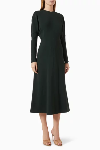 Gathered Dolman Midi Dress in Viscose Blend