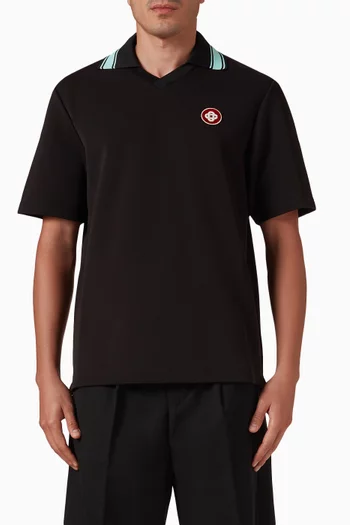 تي شيرت بولو بفتحة رقبة V بياقة داخلية 