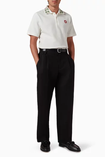 تي شيرت بولو مزين بأوراق الغار بيكيه قطن عضوي