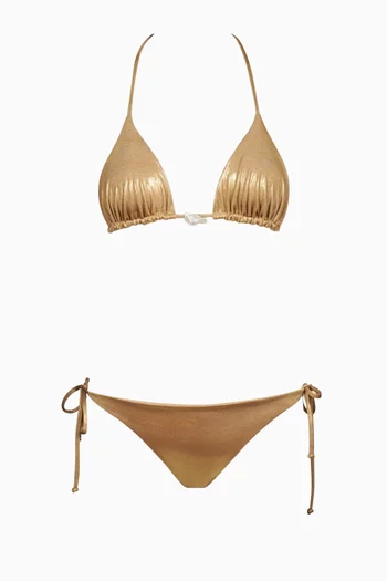 Triangle Pearl-embellished Bikini Set
