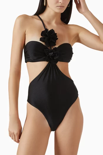 Lagoa Flower-appliqué One-piece Swimsuit in Lycra