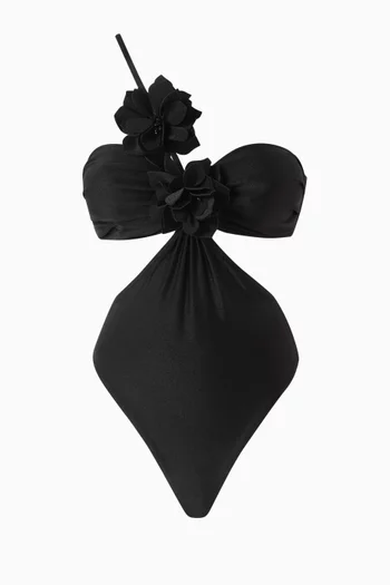 Lagoa Flower-appliqué One-piece Swimsuit in Lycra