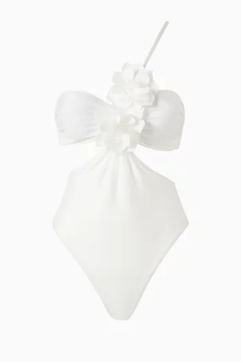 Lagoa Flower-appliqué One-piece Swimsuit in Lycra