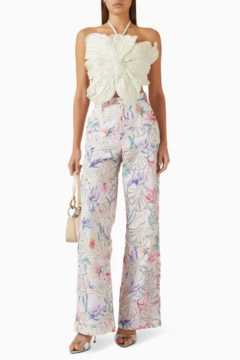 بلوزة بتصميم زهرة مطرزة يدويًا بالخرز