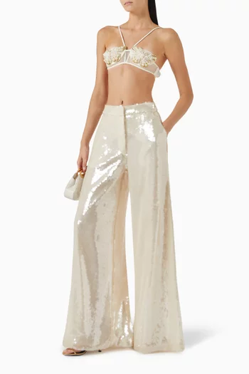 Sequin-embellished Wide-leg Pants