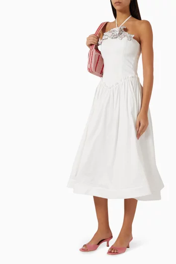 Bruma Floral-appliqué Dress in Cotton Blend