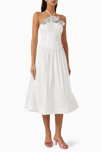 Bruma Floral-appliqué Dress in Cotton Blend