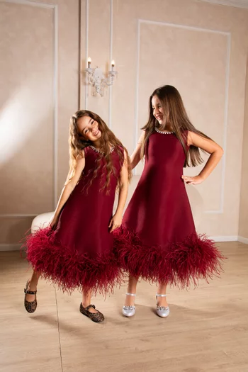 Feather-trimmed Dress
