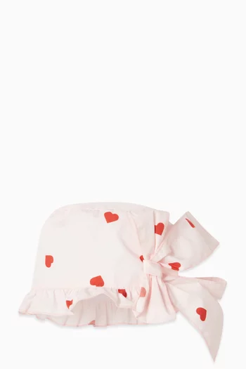 Heart-print Bonnet in Cotton