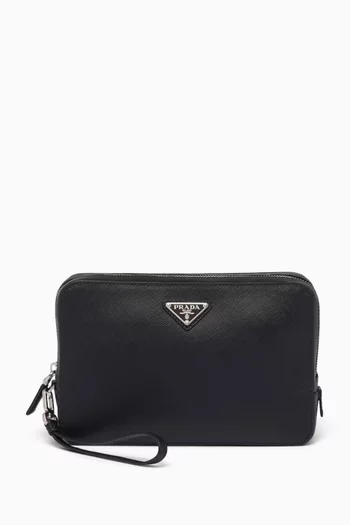 Wristlet Clutch in Saffiano Leather