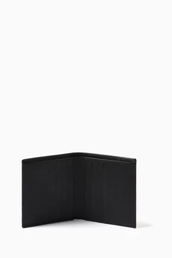 Triangle Logo Card Holder in Saffiano Leather